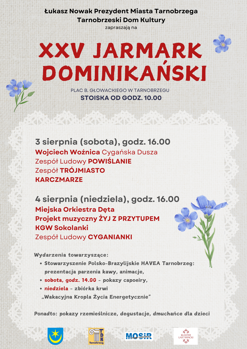 Zapraszamy na XXV Jarmark Dominikański - 3 i 4 sierpnia